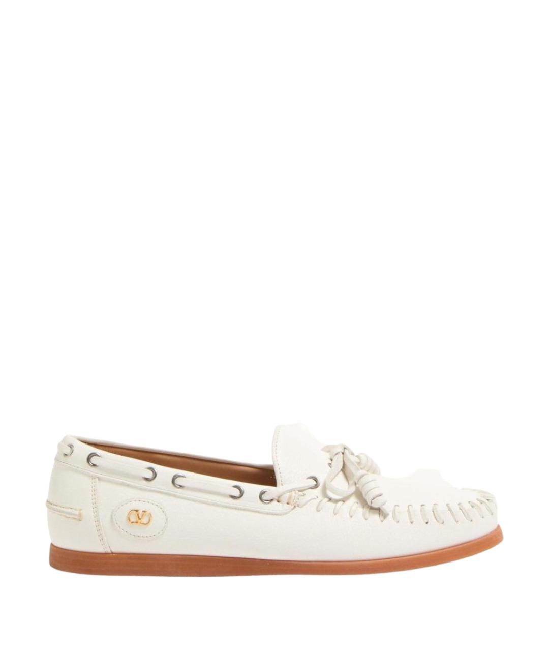 VALENTINO Белые кожаные мокасины, фото 1