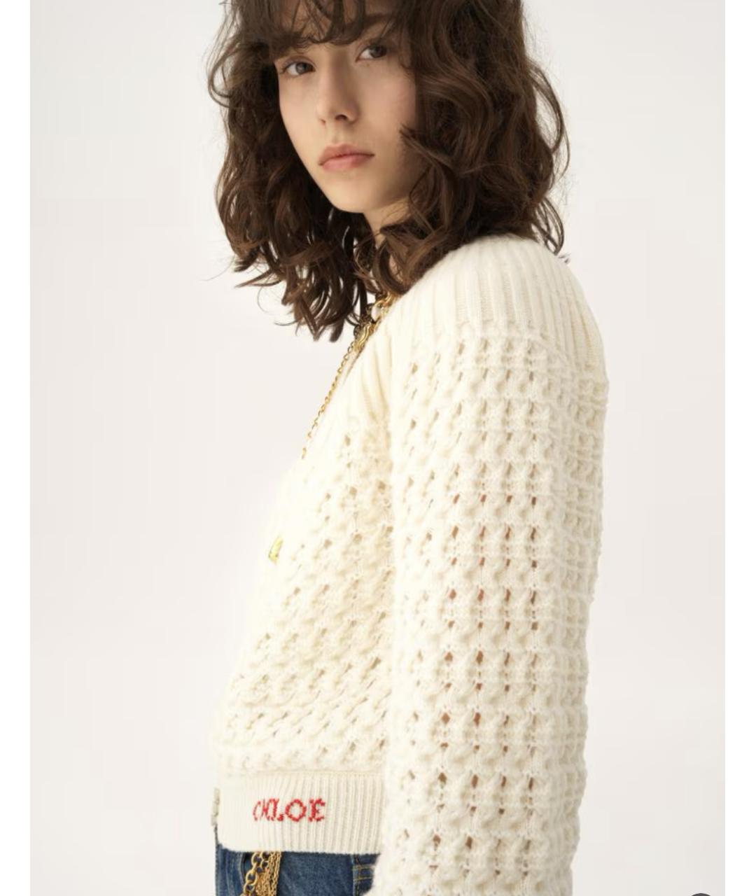 CHLOE Белый шерстяной кардиган, фото 5