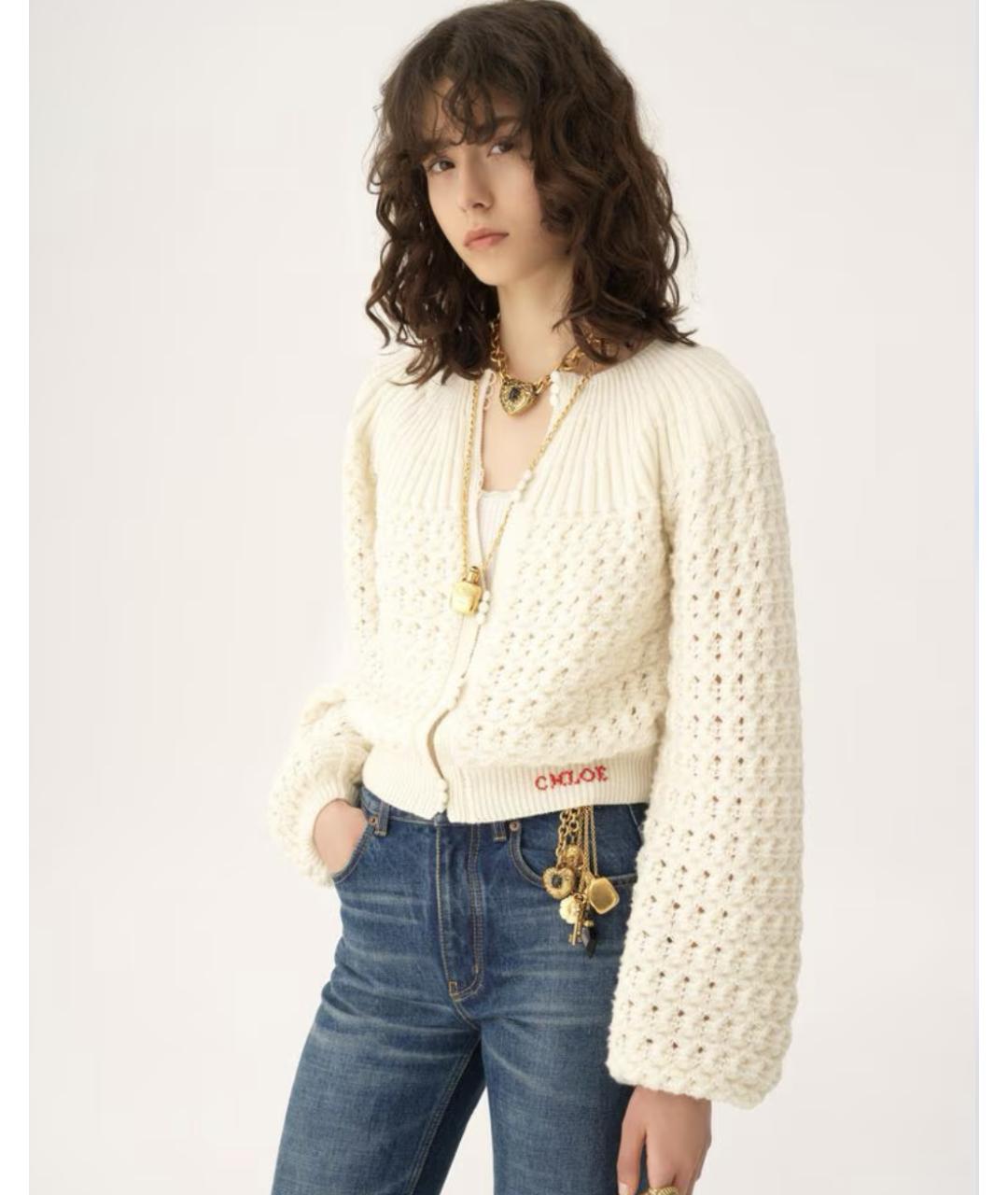CHLOE Белый шерстяной кардиган, фото 3