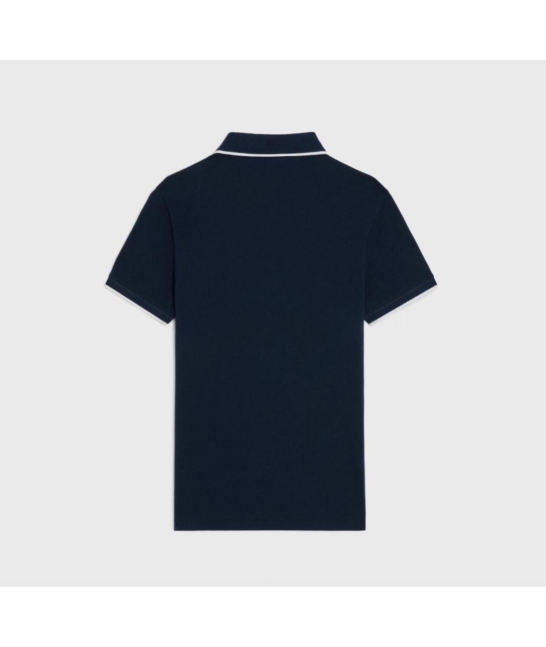 CELINE Темно-синее хлопковое поло с коротким рукавом, фото 2
