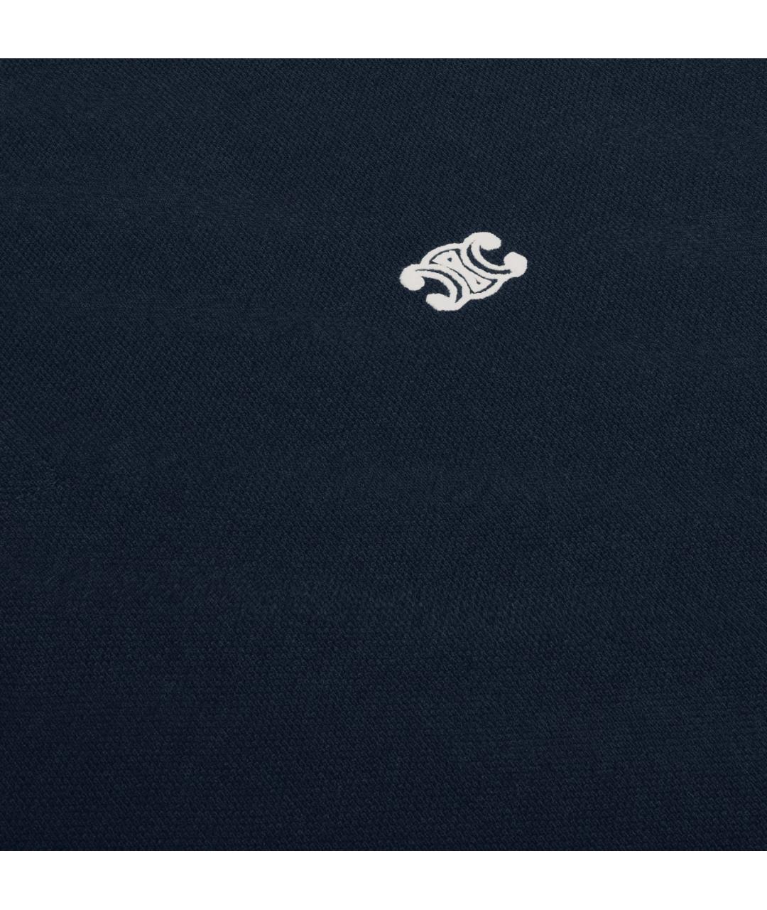 CELINE Темно-синее хлопковое поло с коротким рукавом, фото 4