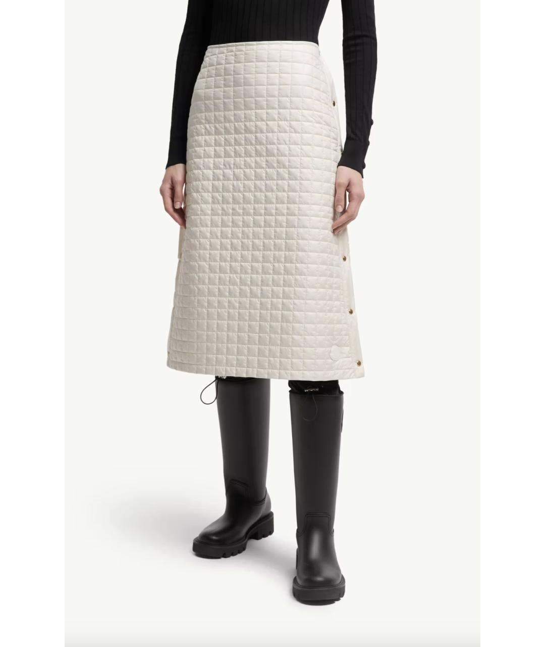 MONCLER Белая полиэстеровая юбка миди, фото 4