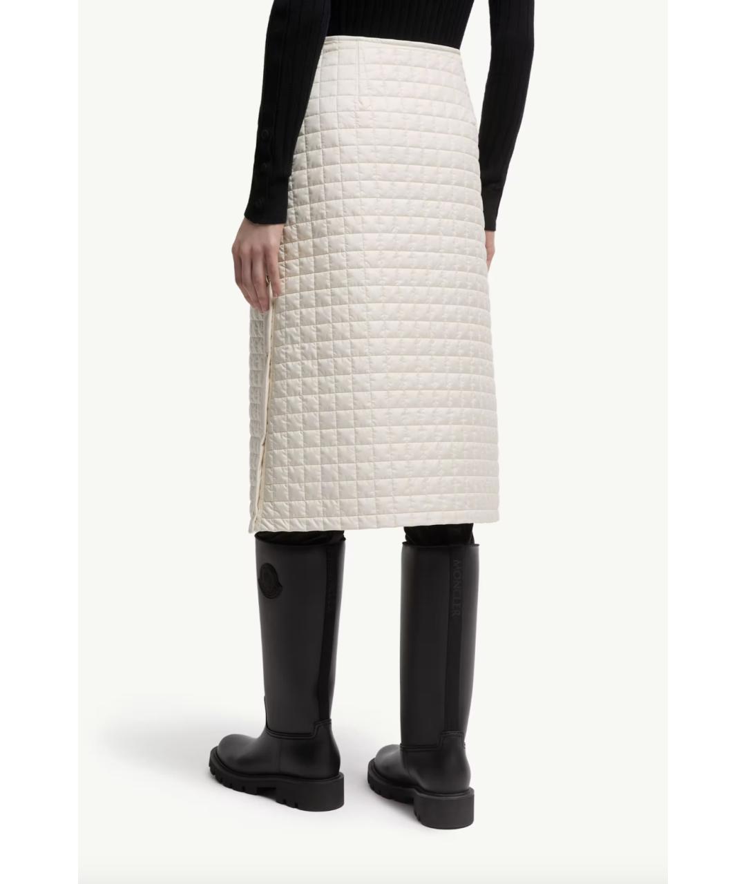 MONCLER Белая полиэстеровая юбка миди, фото 5