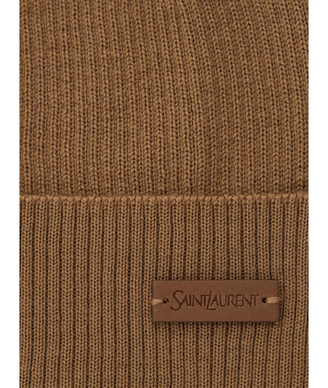 SAINT LAURENT Бежевая шерстяная шапка, фото 3