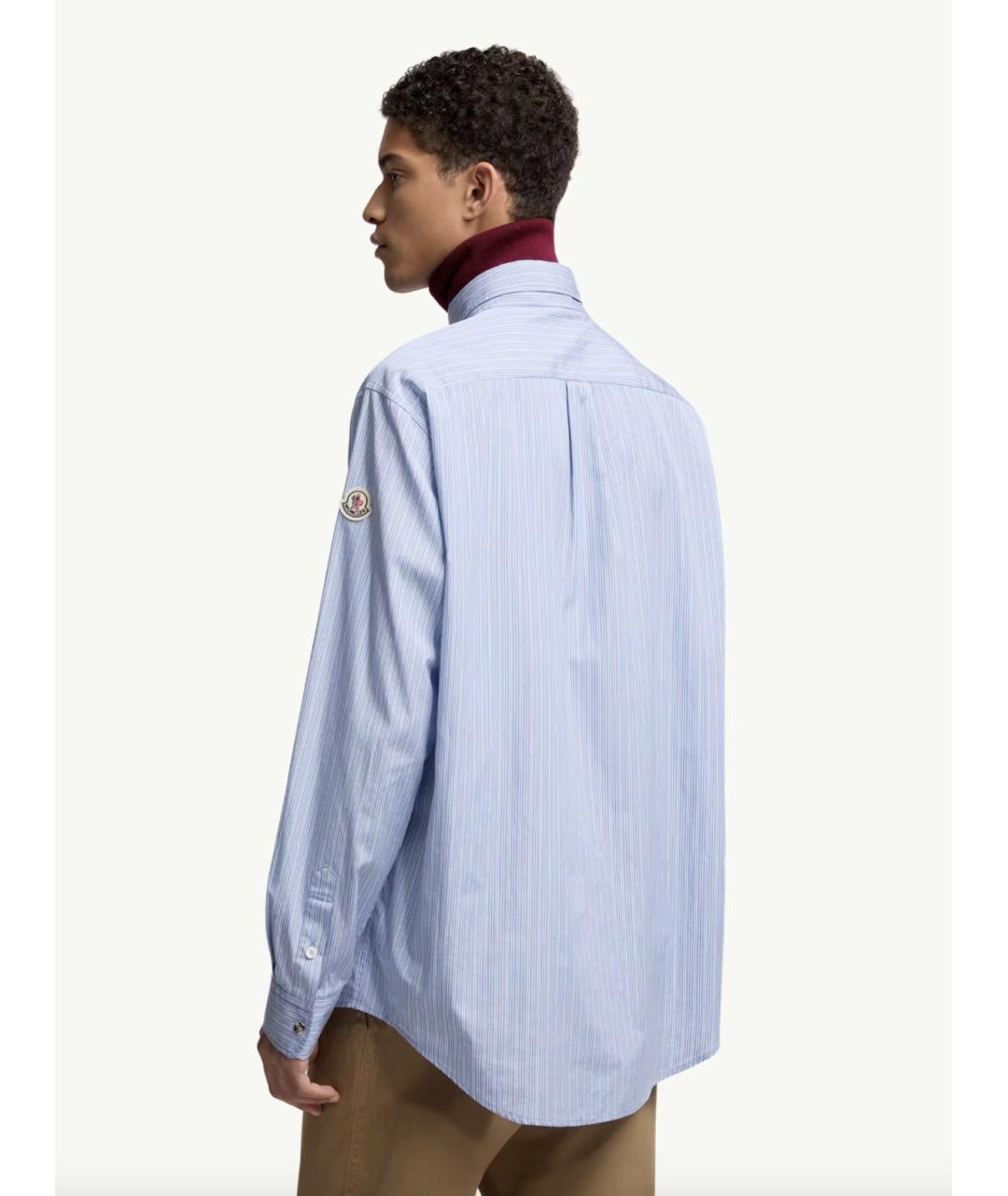 MONCLER Голубая хлопковая кэжуал рубашка, фото 4