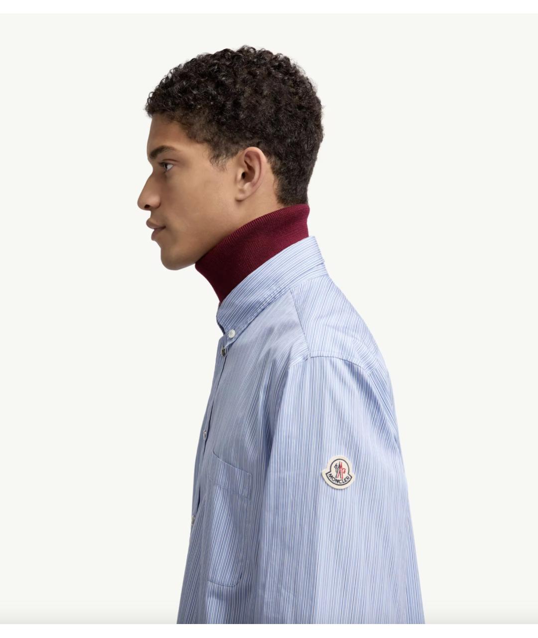 MONCLER Голубая хлопковая кэжуал рубашка, фото 2