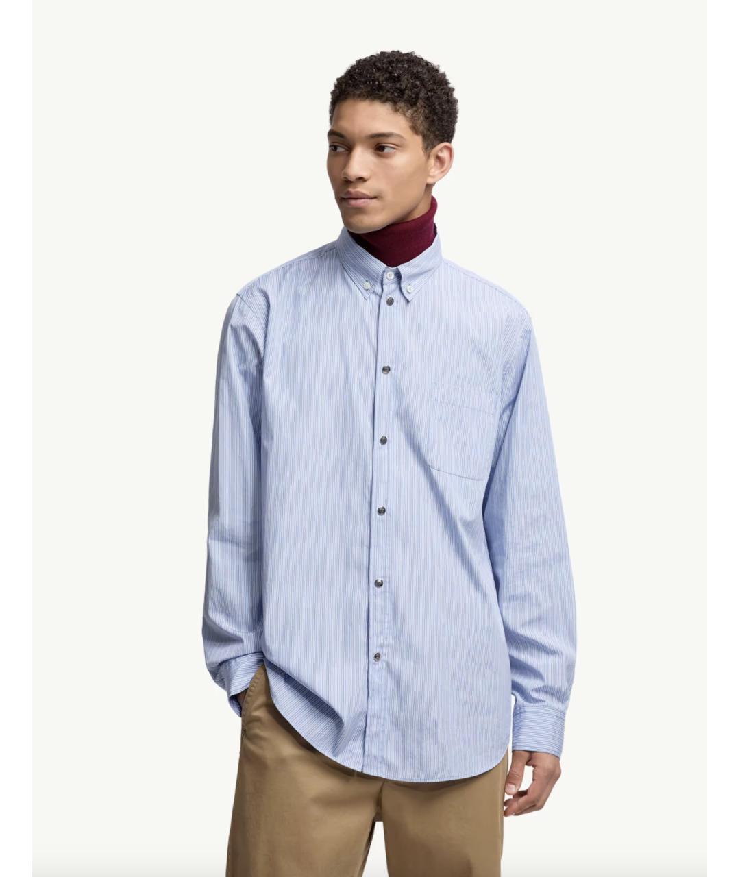 MONCLER Голубая хлопковая кэжуал рубашка, фото 3