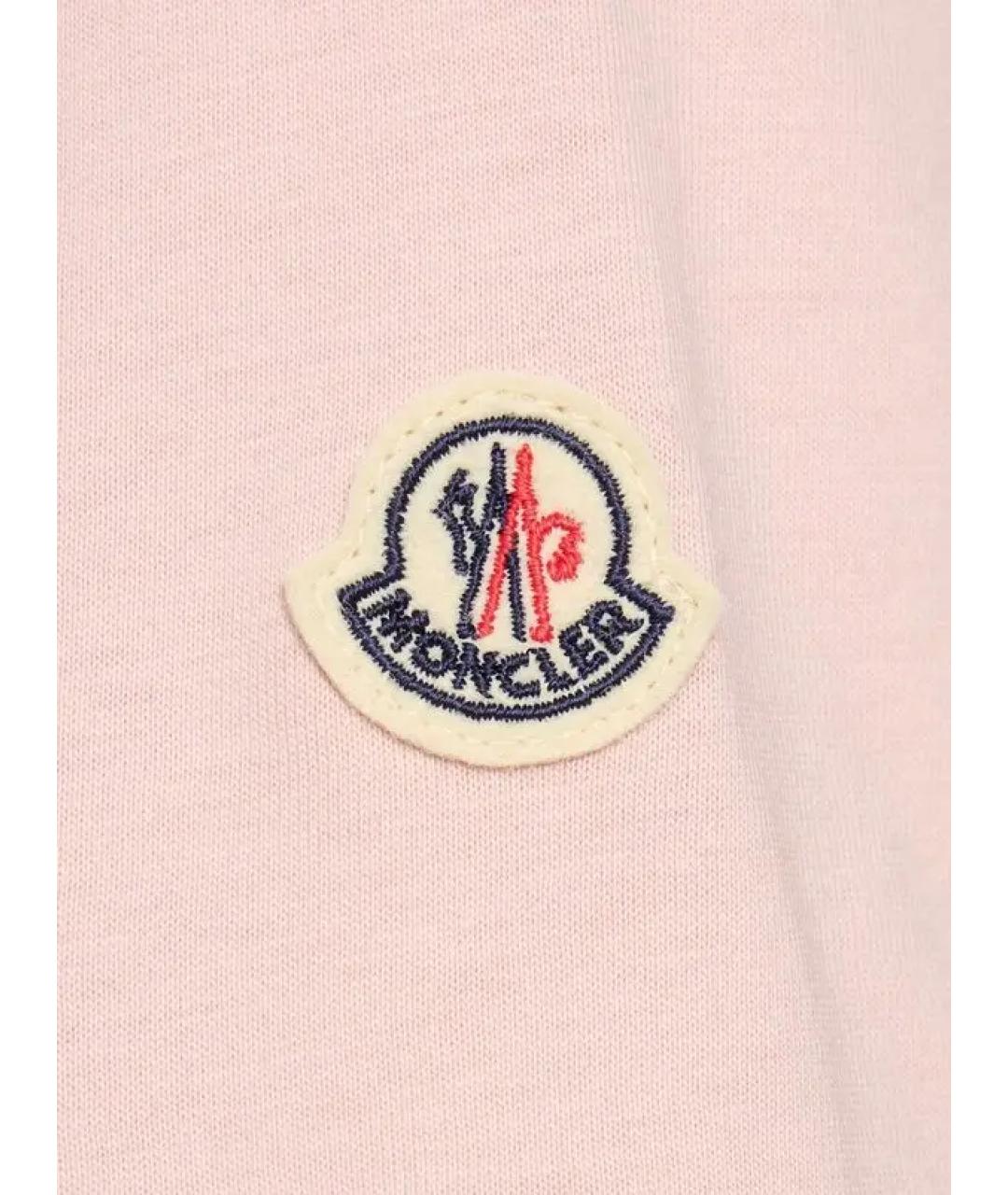 MONCLER Розовая хлопковая футболка, фото 3
