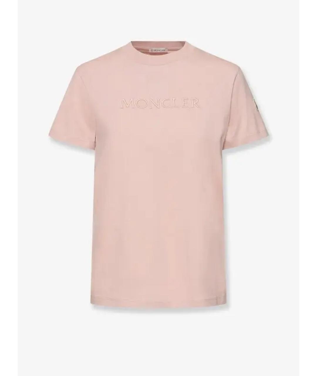 MONCLER Розовая хлопковая футболка, фото 4