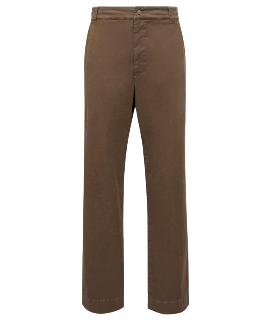 MONCLER Коричневые хлопковые повседневные брюки, фото 1