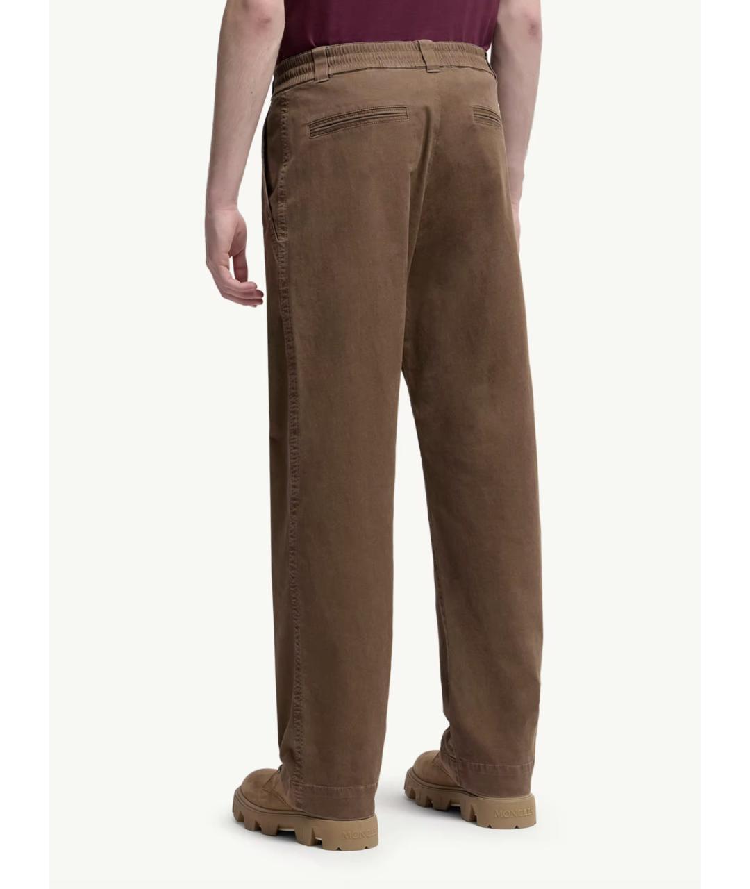 MONCLER Коричневые хлопковые повседневные брюки, фото 4
