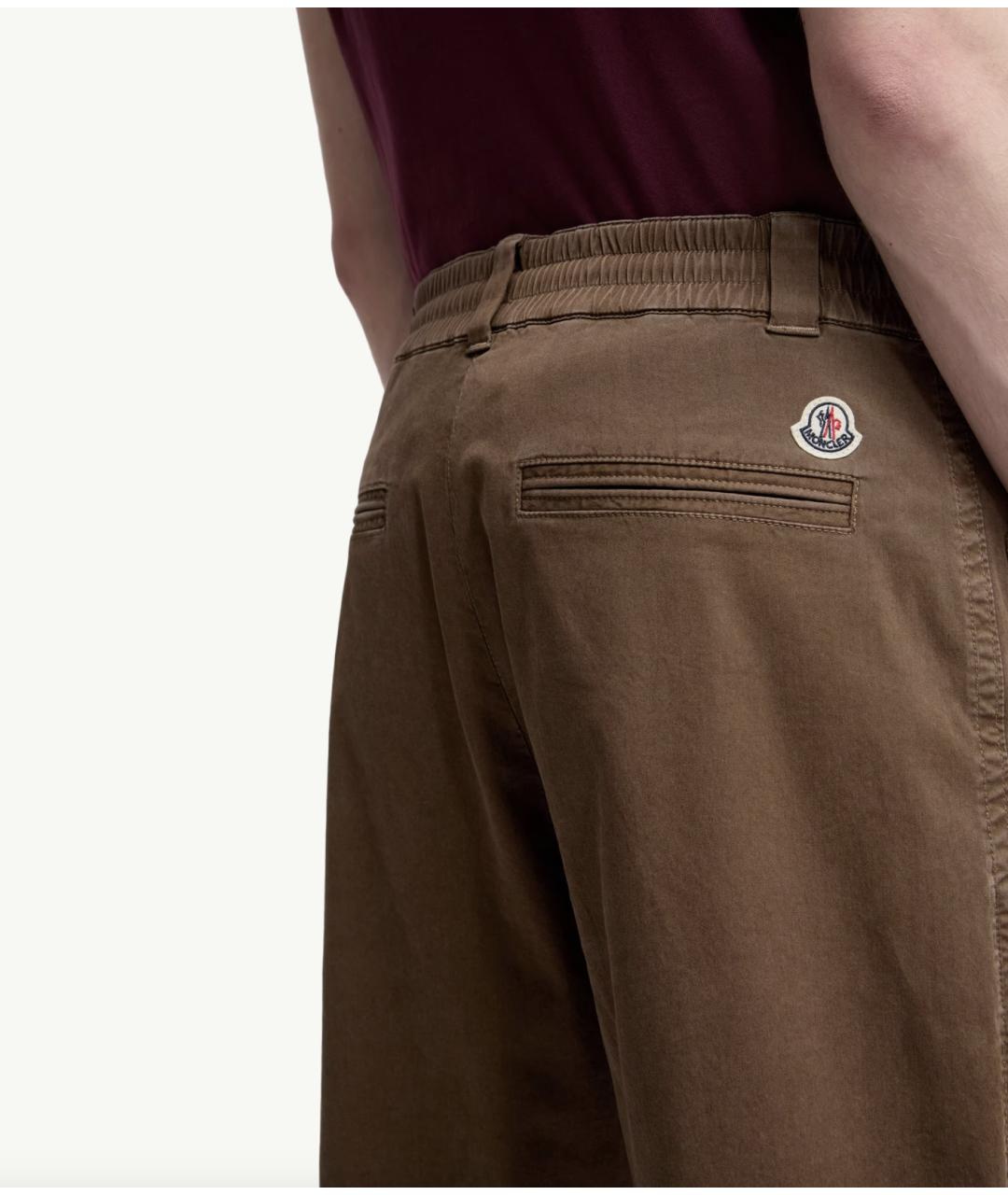 MONCLER Коричневые хлопковые повседневные брюки, фото 5