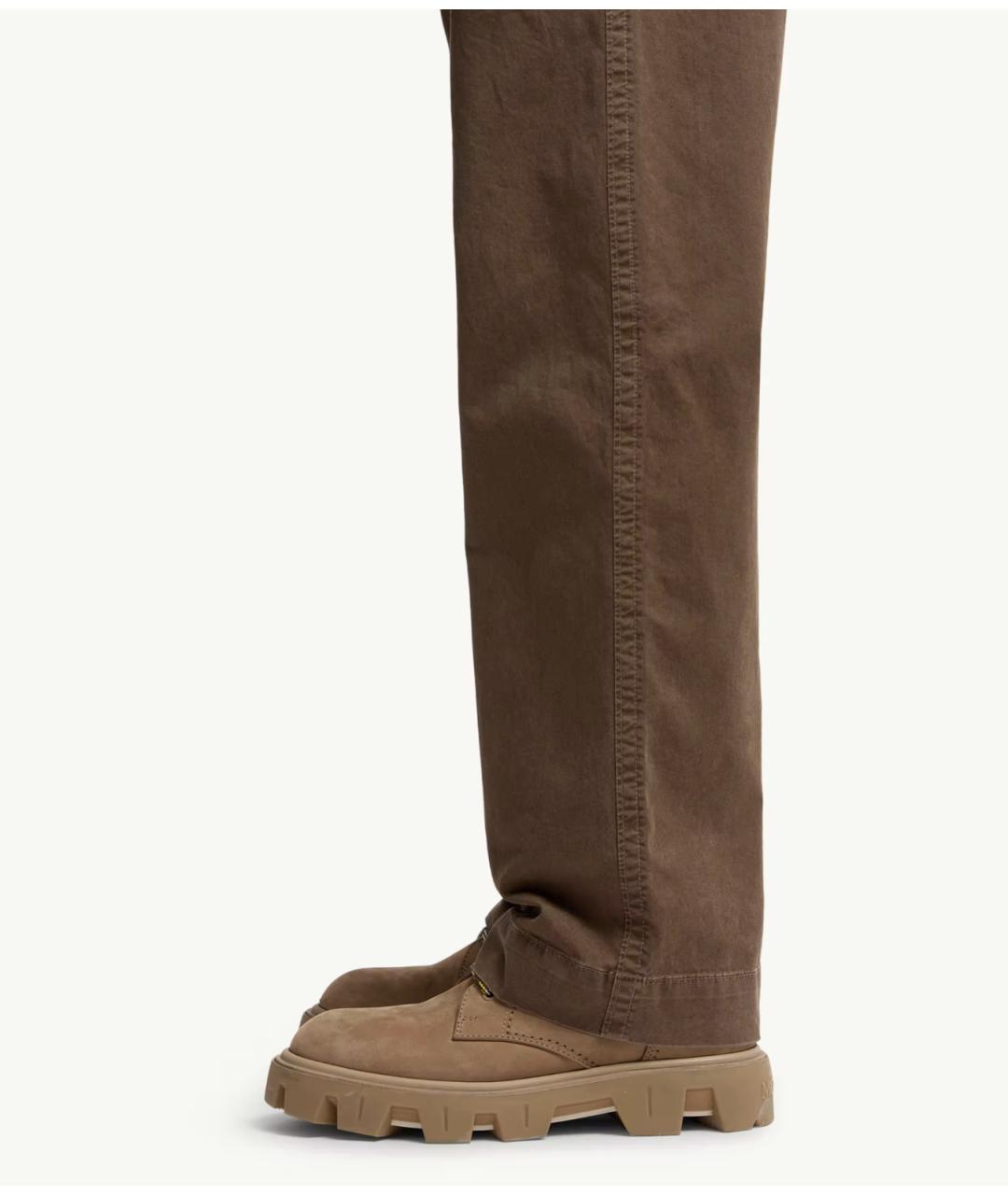 MONCLER Коричневые хлопковые повседневные брюки, фото 2