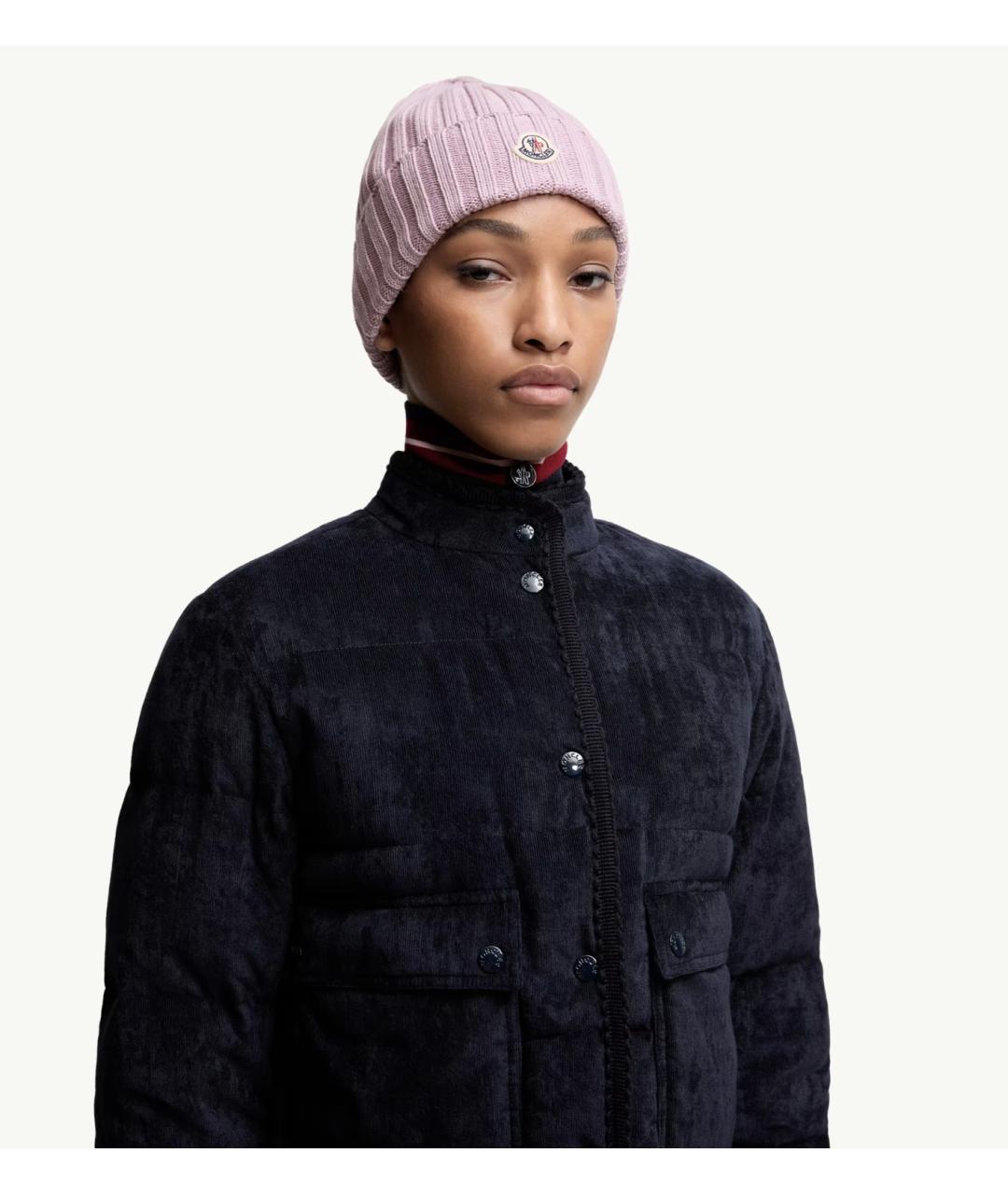 MONCLER Розовая шерстяная шапка, фото 2