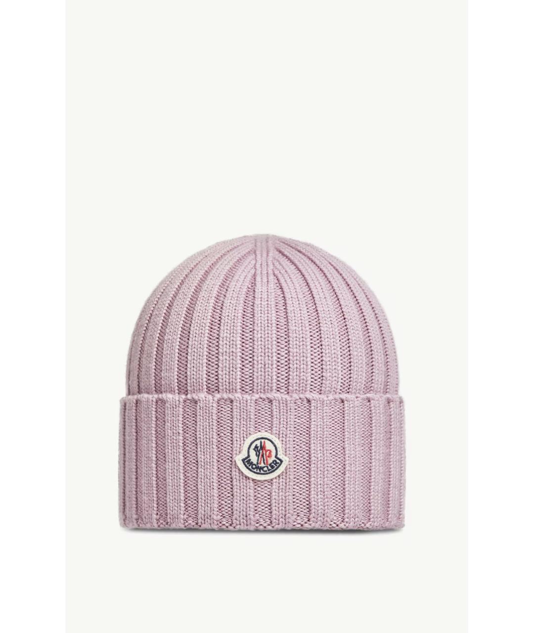 MONCLER Розовая шерстяная шапка, фото 5