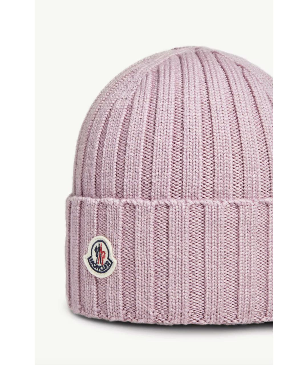 MONCLER Розовая шерстяная шапка, фото 3