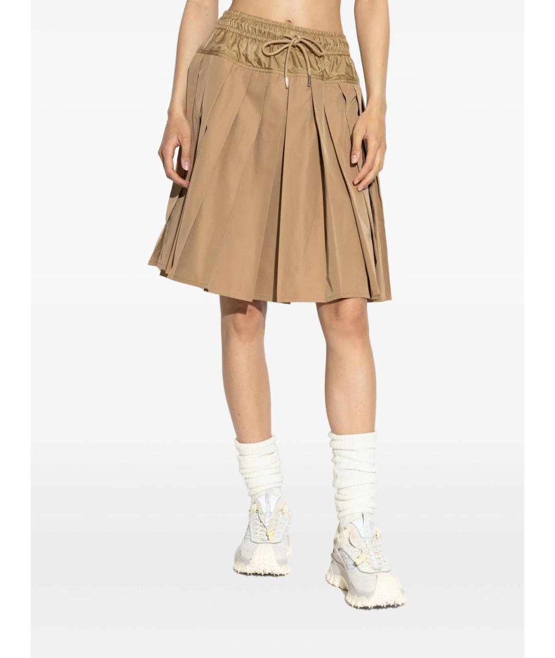 MONCLER Бежевая полиэстеровая юбка мини, фото 3