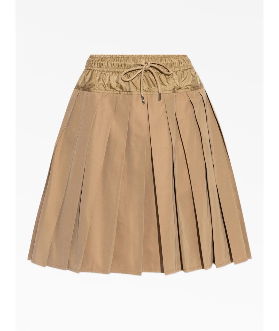 MONCLER Бежевая полиэстеровая юбка мини, фото 5