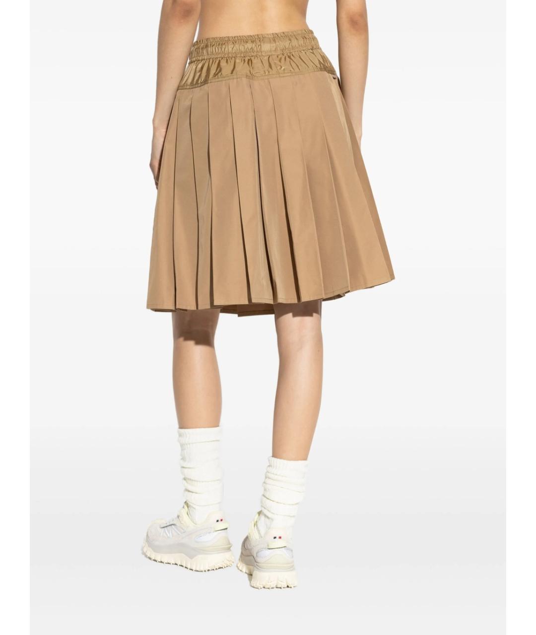 MONCLER Бежевая полиэстеровая юбка мини, фото 4