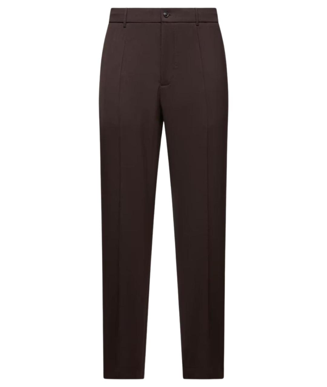 MONCLER Коричневые шерстяные повседневные брюки, фото 1