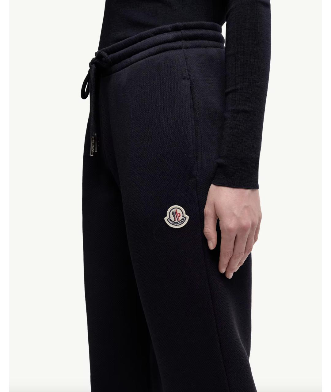 MONCLER Темно-синие хлопковые прямые брюки, фото 5