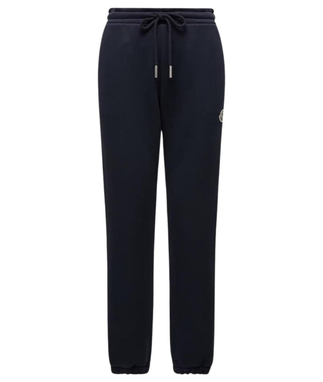 MONCLER Темно-синие хлопковые прямые брюки, фото 1