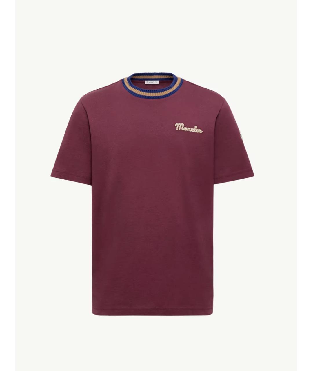 MONCLER Бордовая хлопковая футболка, фото 6