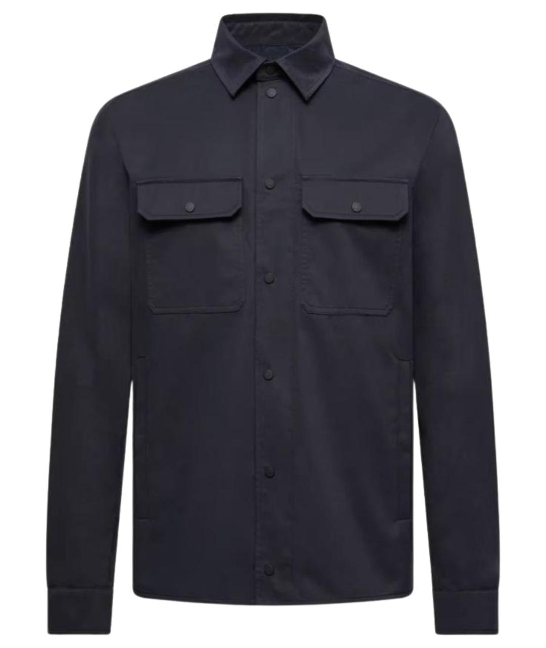 MONCLER Темно-синяя хлопковая кэжуал рубашка, фото 1