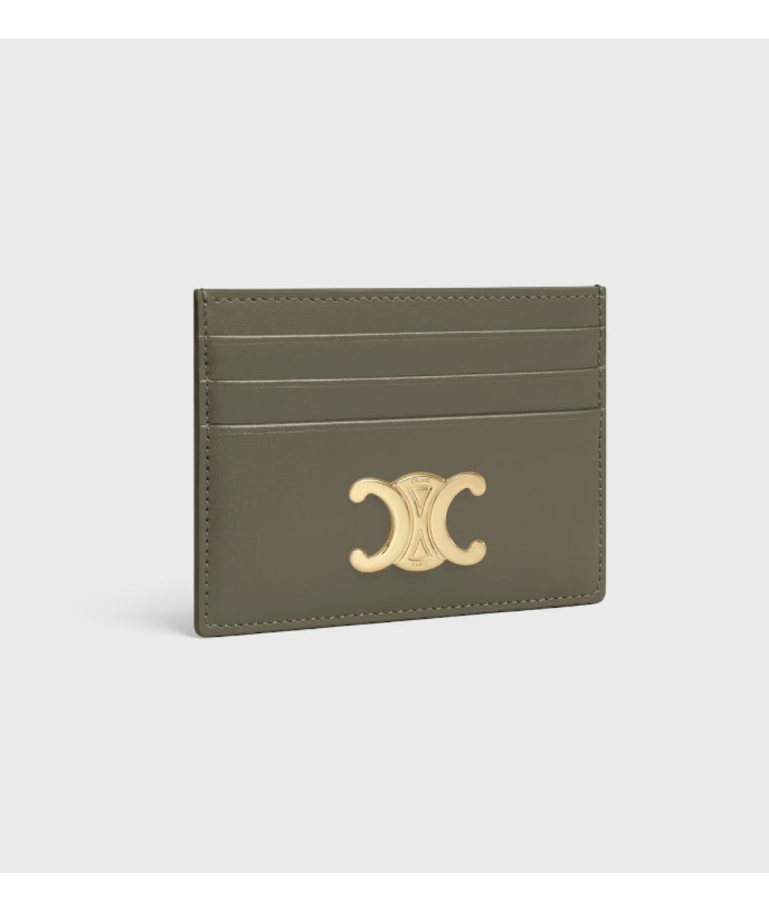 CELINE Зеленый кожаный кардхолдер, фото 2