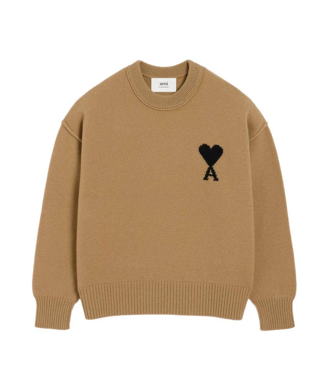 Ami Paris Бежевый шерстяной джемпер / свитер, фото 1
