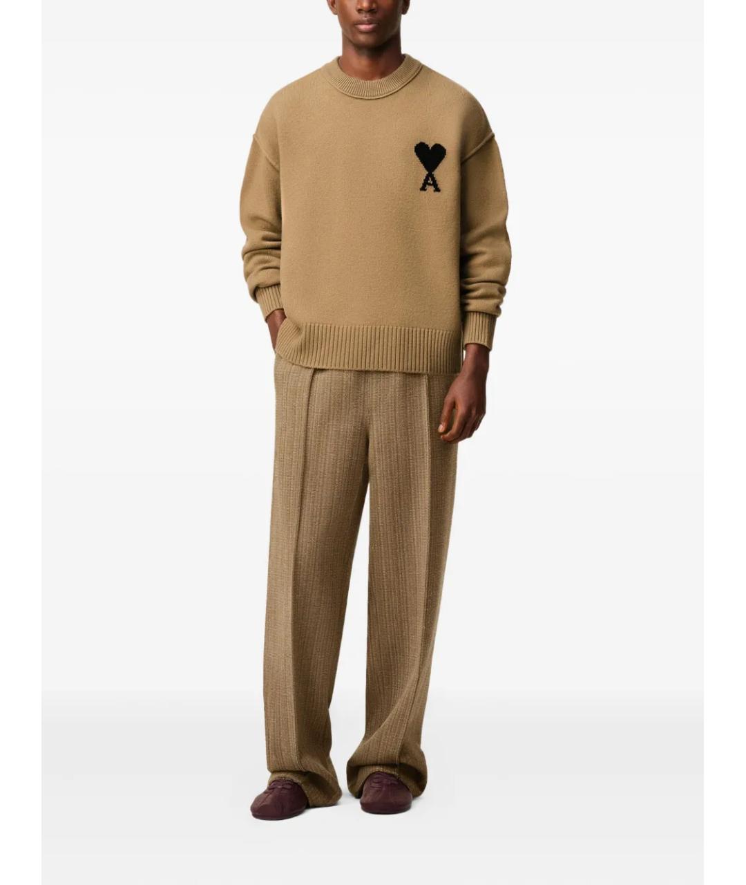 Ami Paris Бежевый шерстяной джемпер / свитер, фото 2