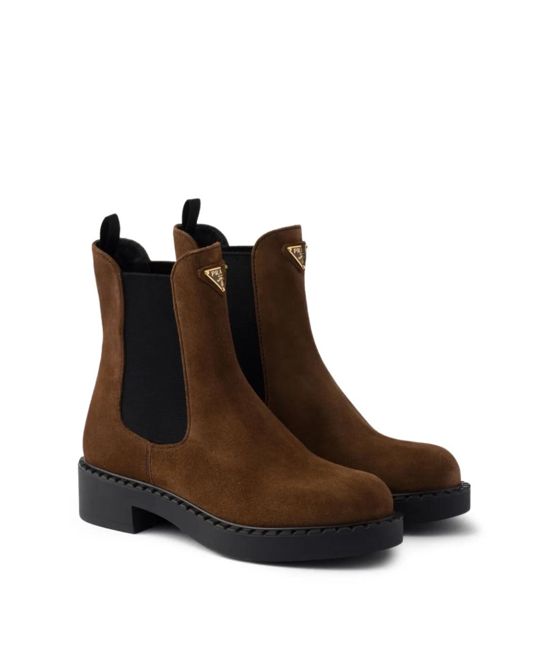 PRADA Коричневые замшевые ботинки, фото 2