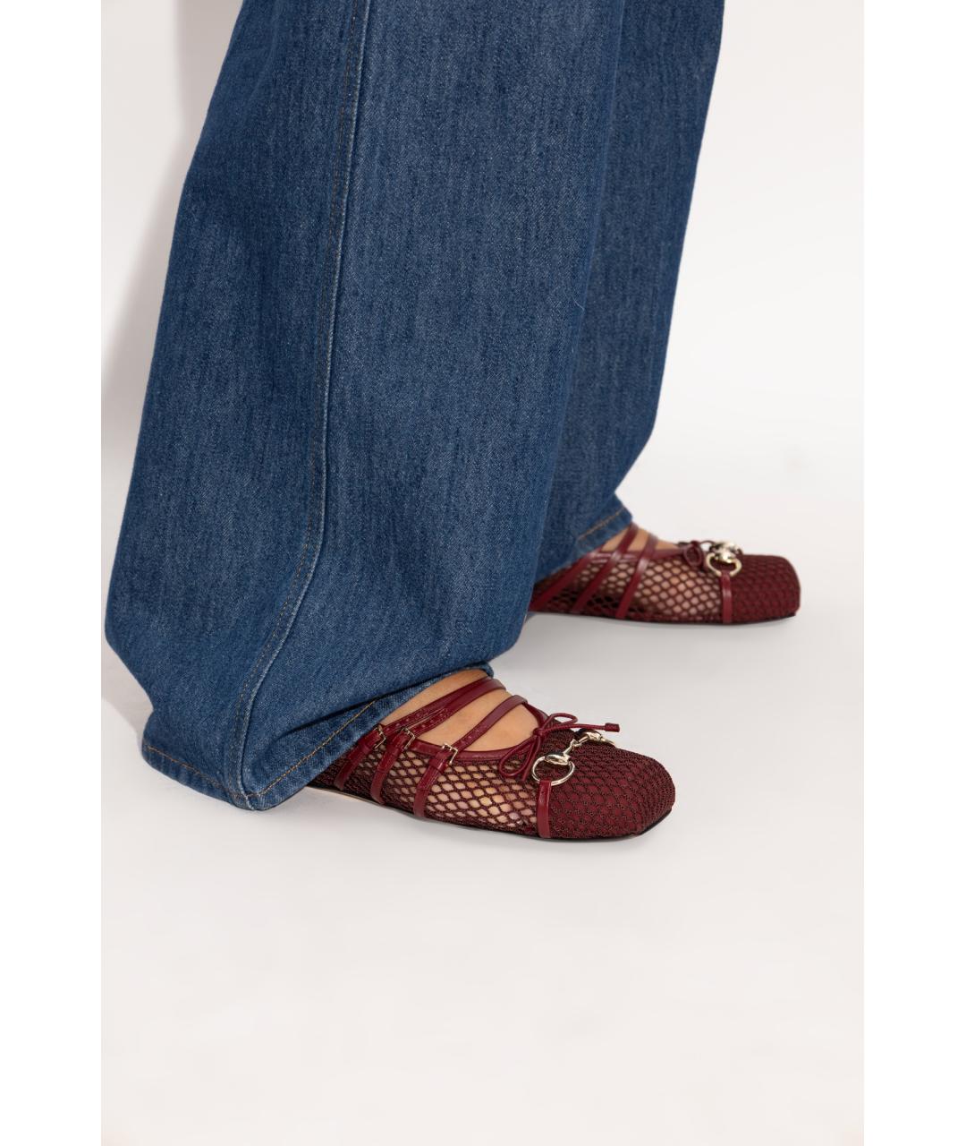 GUCCI Бордовые балетки, фото 2