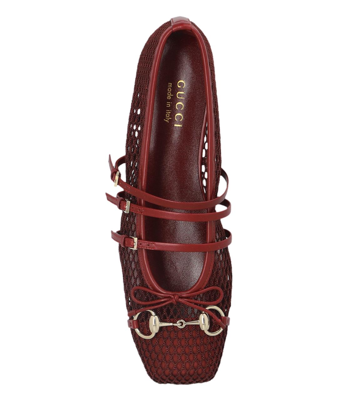 GUCCI Бордовые балетки, фото 6