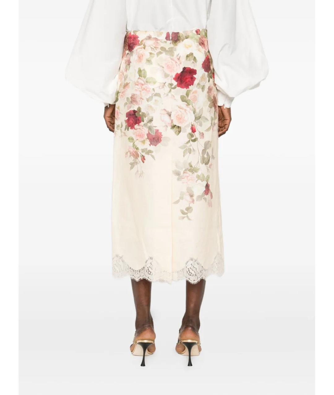 ZIMMERMANN Мульти льняная юбка миди, фото 4