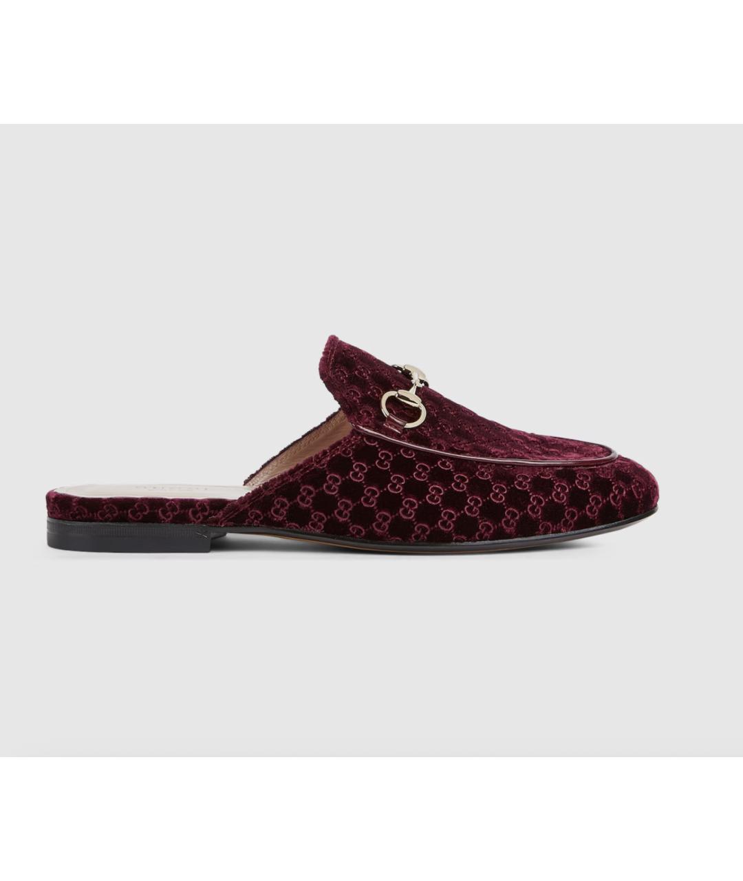 GUCCI Бордовые текстильные мюли, фото 6