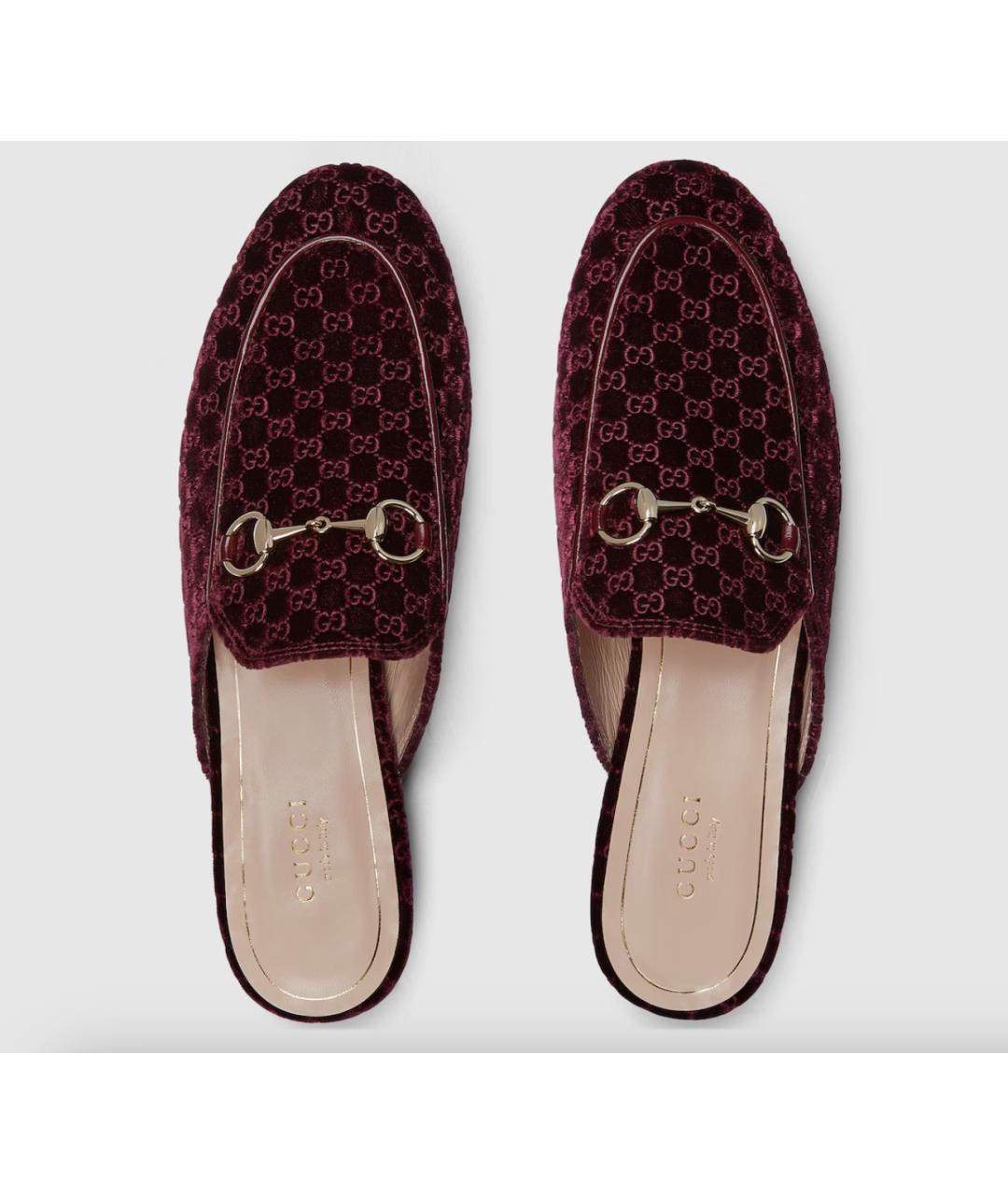 GUCCI Бордовые текстильные мюли, фото 5