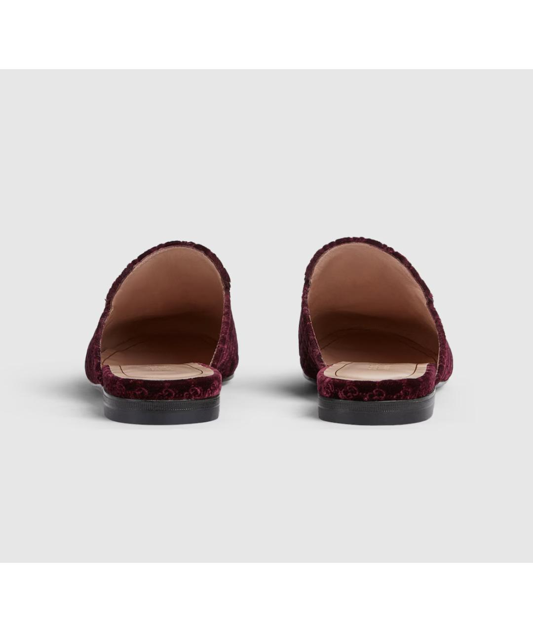 GUCCI Бордовые текстильные мюли, фото 4