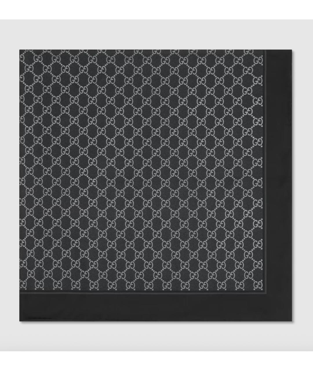 GUCCI Черный шелковый платок, фото 2