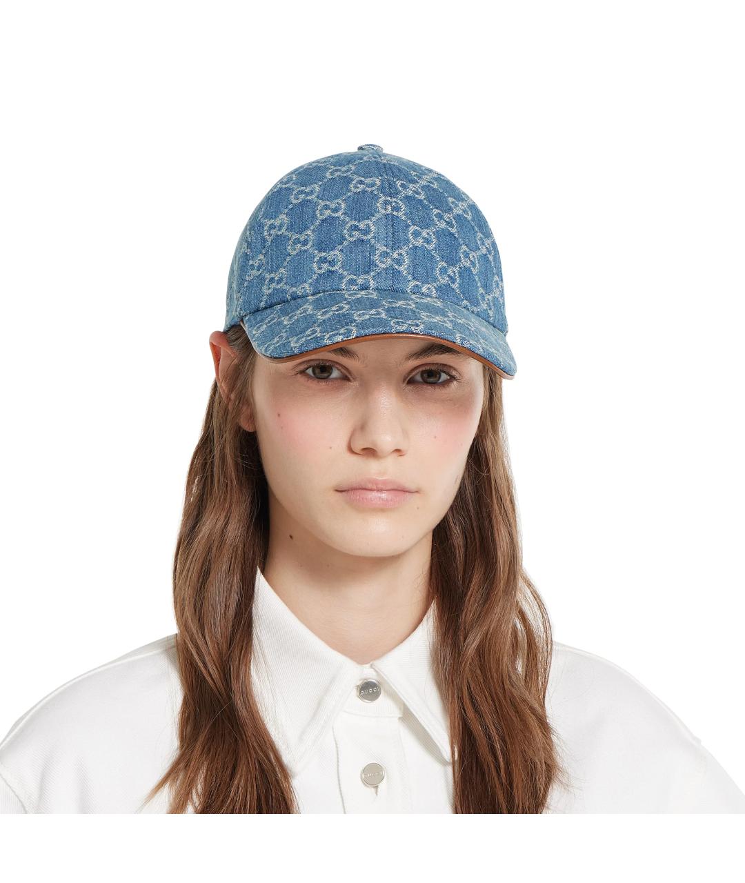 GUCCI Голубая хлопковая кепка, фото 3