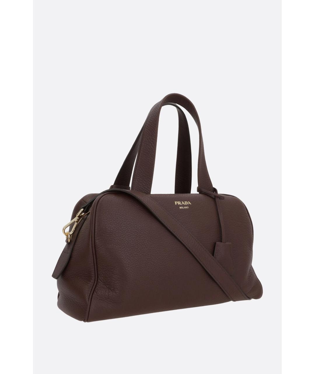 PRADA Бордовая кожаная сумка тоут, фото 2