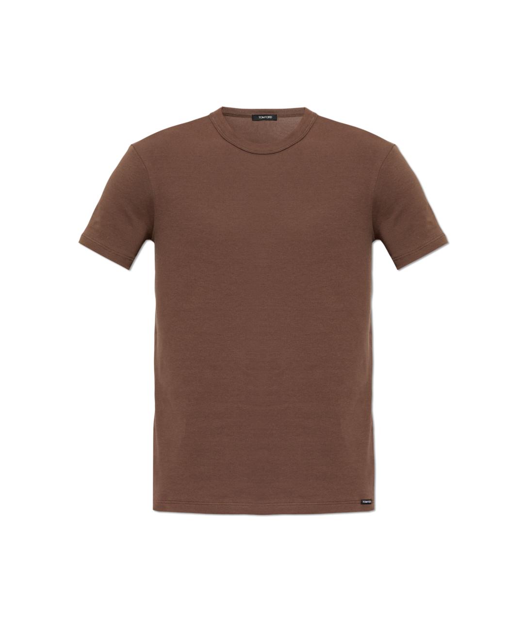 TOM FORD Коричневая хлопко-эластановая футболка, фото 1