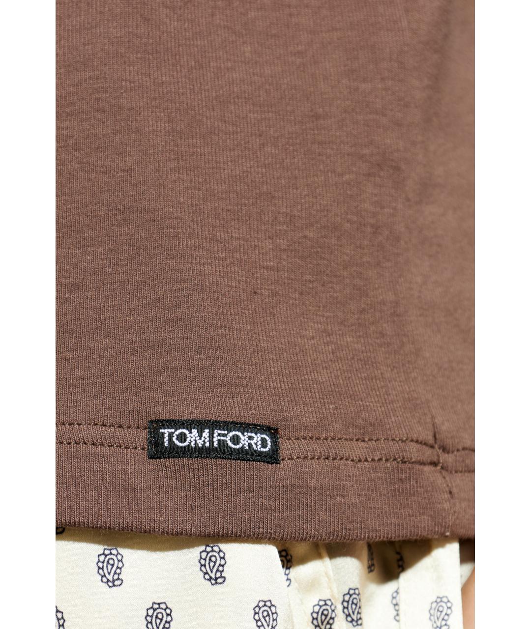TOM FORD Коричневая хлопко-эластановая футболка, фото 5