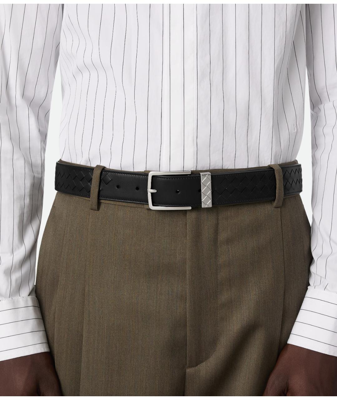 BOTTEGA VENETA Черный кожаный ремень, фото 2