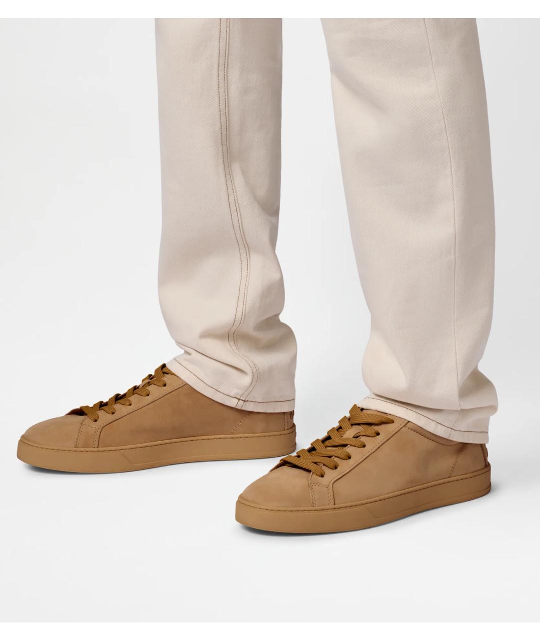 TOD'S Бежевые замшевые низкие кроссовки / кеды, фото 6