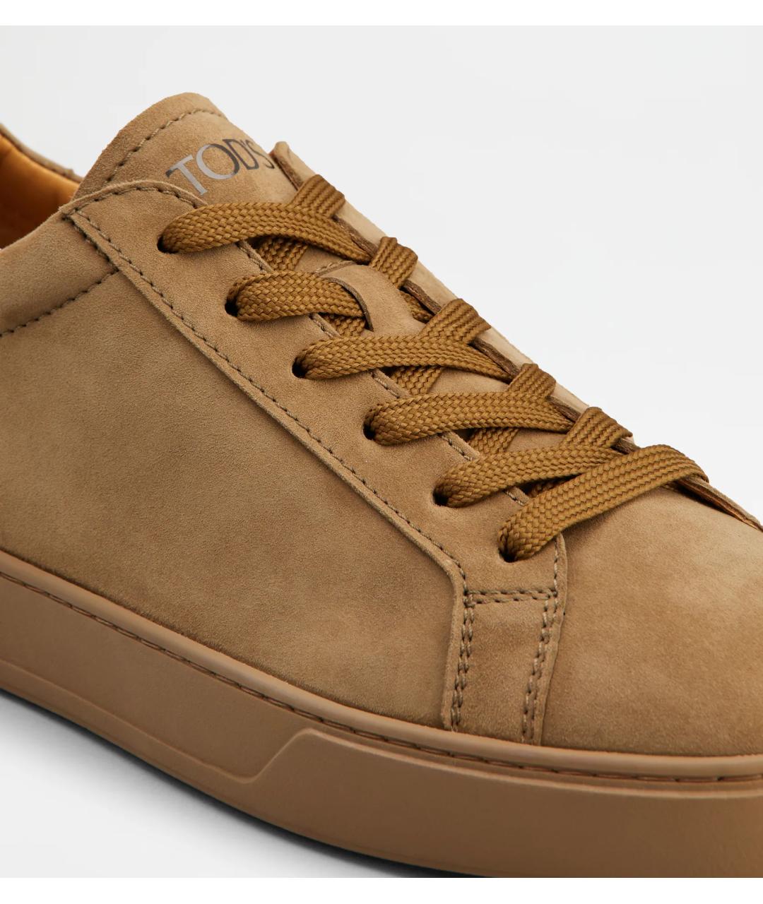 TOD'S Бежевые замшевые низкие кроссовки / кеды, фото 5