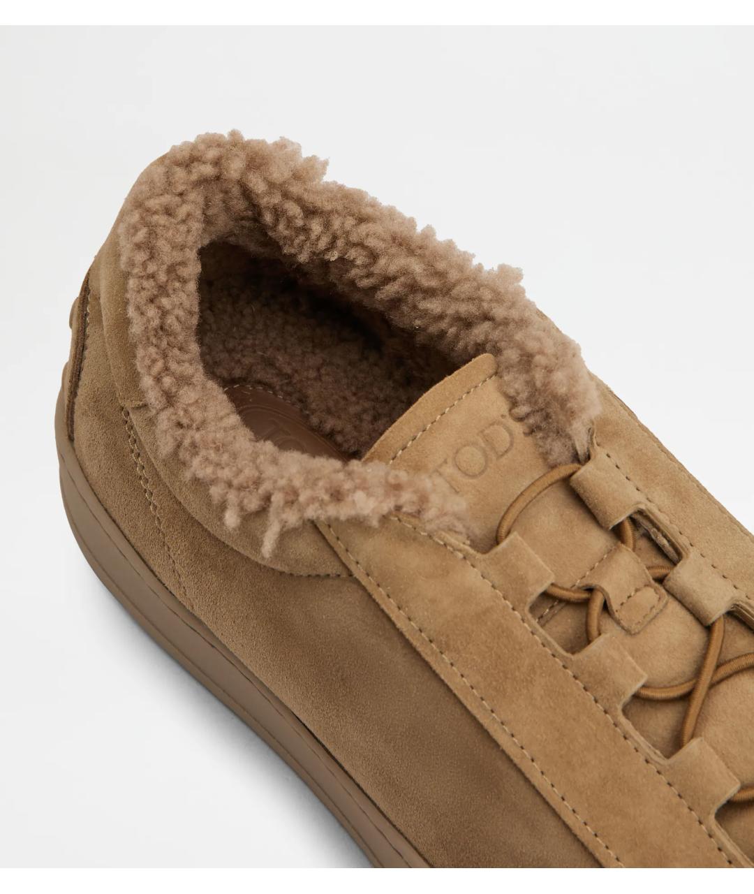 TOD'S Бежевые замшевые низкие кроссовки / кеды, фото 5