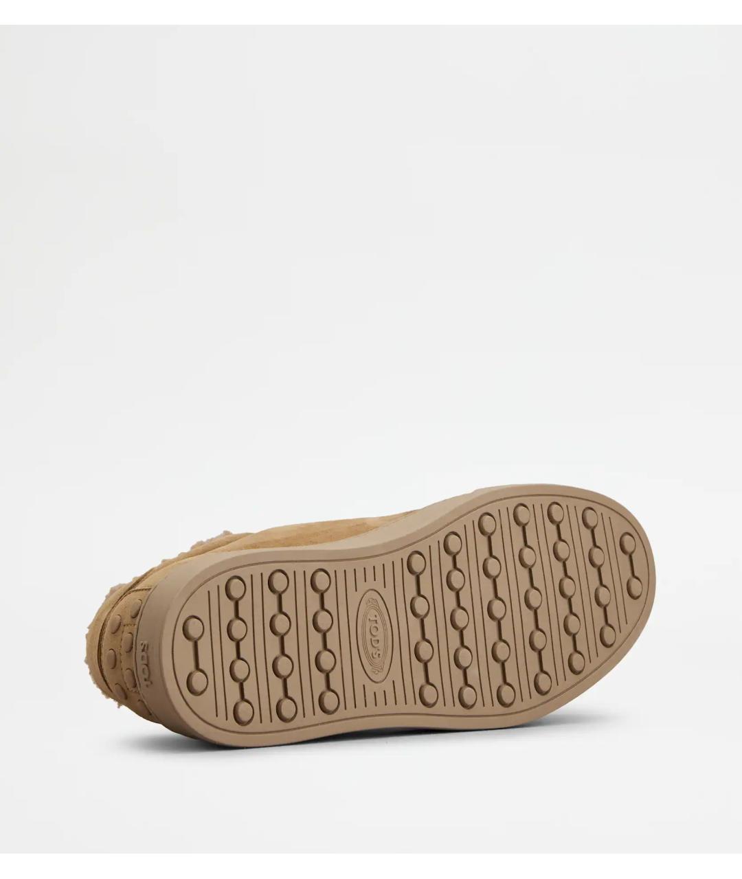 TOD'S Бежевые замшевые низкие кроссовки / кеды, фото 4