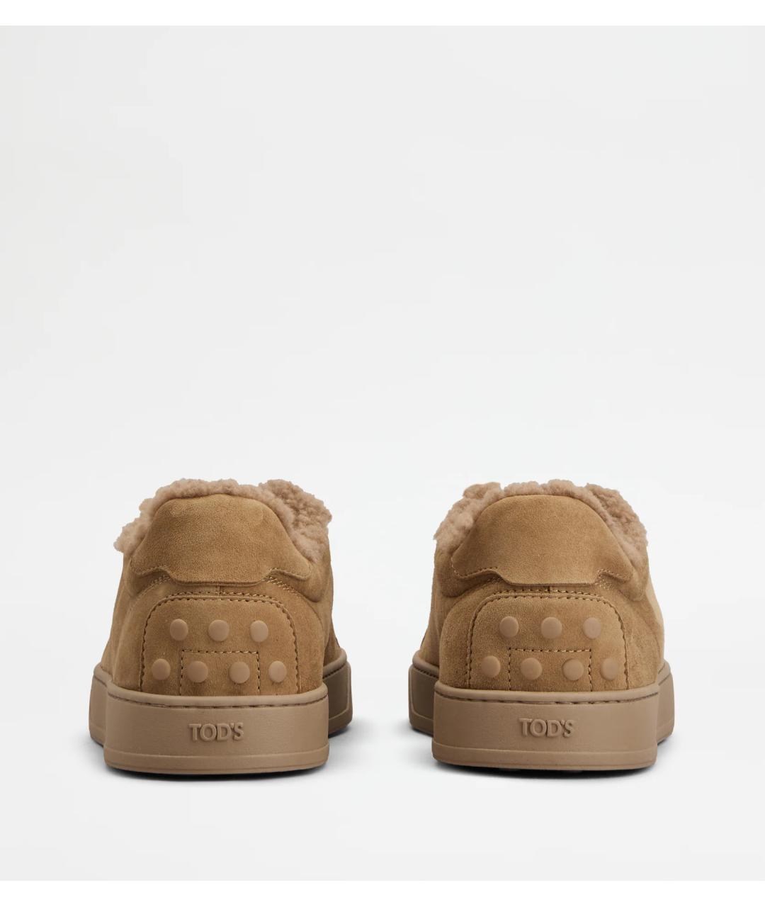 TOD'S Бежевые замшевые низкие кроссовки / кеды, фото 3