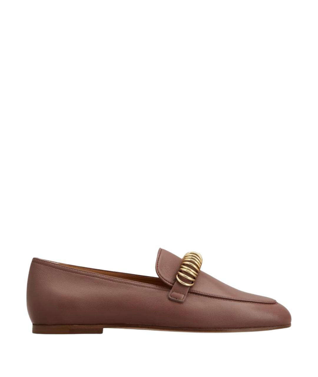 TOD'S Бордовые кожаные лоферы, фото 1